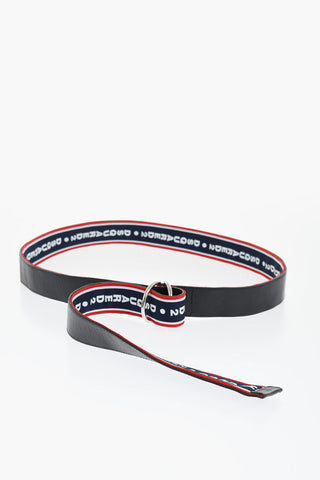 Leather and Fabric Reversible Belt with D-Ring Buckle 40mm