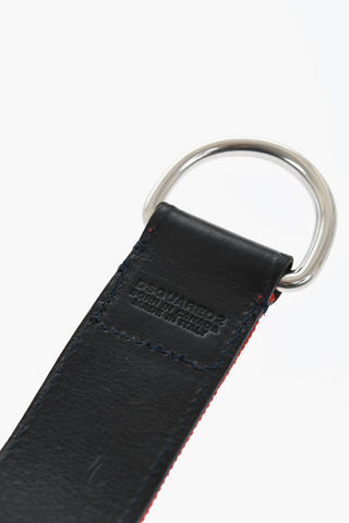 Leather and Fabric Reversible Belt with D-Ring Buckle 40mm