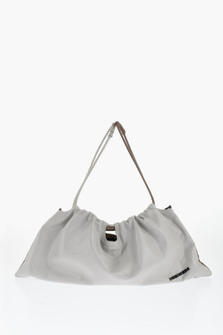 Two-Tone Leather Handbag with Drawstring