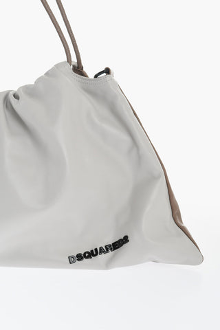 Two-Tone Leather Handbag with Drawstring