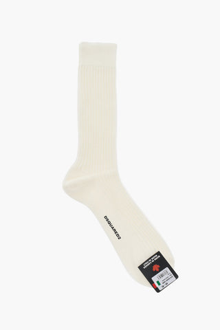 Ribbed Long Socks with Contrasting Logo