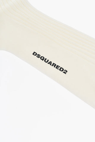 Ribbed Long Socks with Contrasting Logo