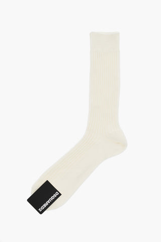 Ribbed Long Socks with Contrasting Logo