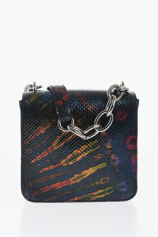 Snakes Effect Leather Printed Bag with Metallic Detai