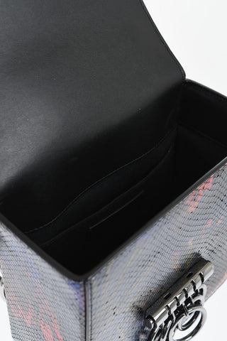 Snakes Effect Leather Printed Bag with Metallic Detai