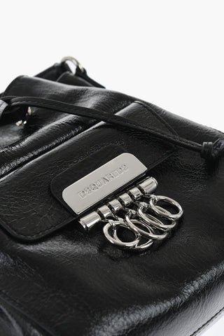 Borsa a Secchiello in Vernice con Dettaglio Metallico