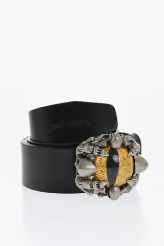 Leather Belt with Decorative Buckle 40mm