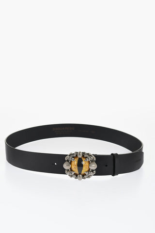 Leather Belt with Decorative Buckle 40mm