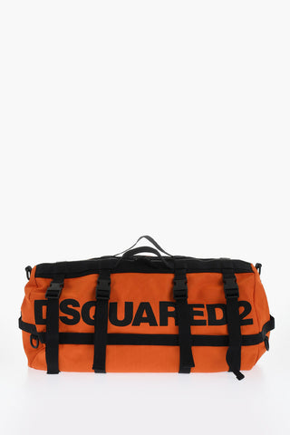 Two-Tone Nylon Duffle Bag with Printed Logo