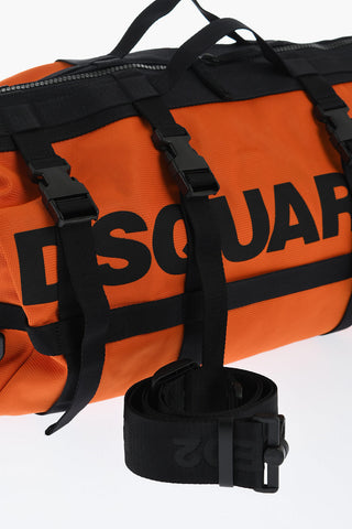 Two-Tone Nylon Duffle Bag with Printed Logo