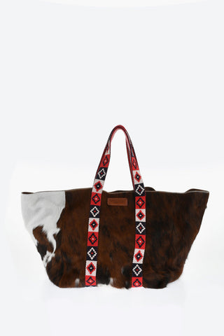 Ponyskin Maxi Tote Bag with Patchwork Effect Handle