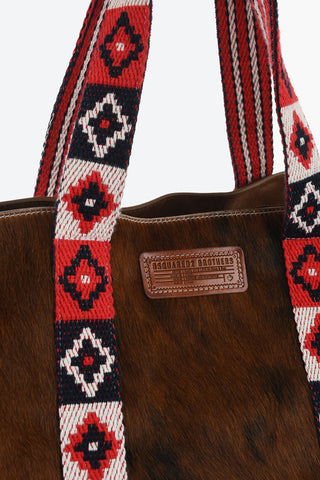 Ponyskin Maxi Tote Bag with Patchwork Effect Handle