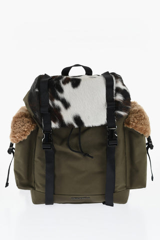 Nylon Backpack with Fur Inserts