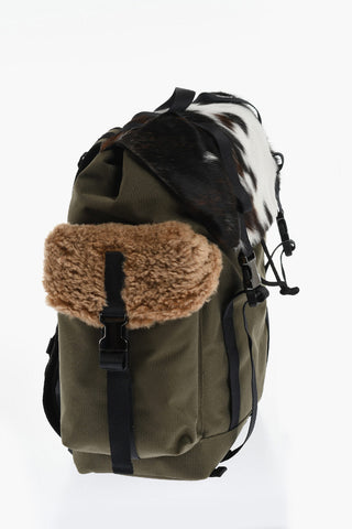 Nylon Backpack with Fur Inserts