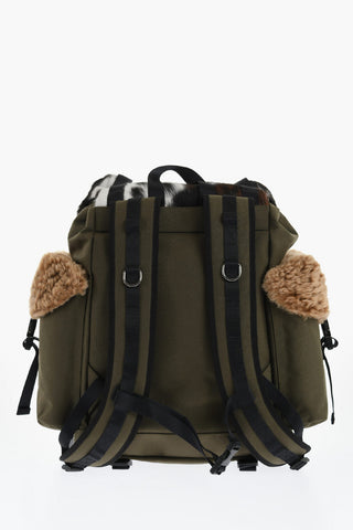 Nylon Backpack with Fur Inserts