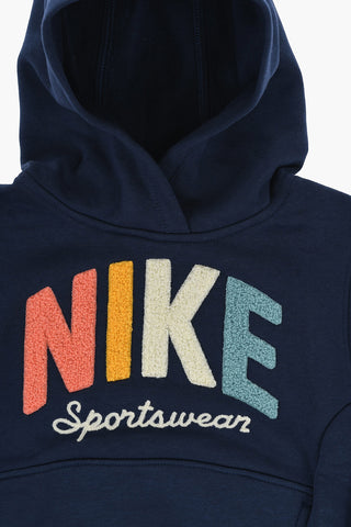 Felpa Hoodie in Cotone Felpato con Logo in Rilievo
