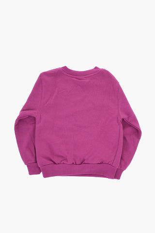 Felpa Girocollo in Tinta Unita con Logo a Contrasto