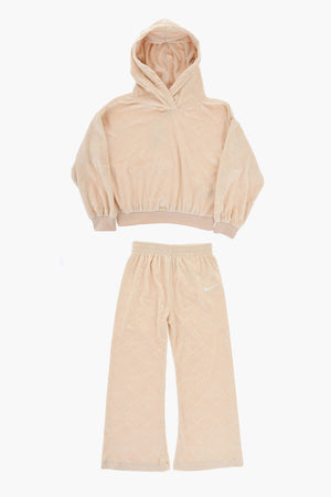 Set aus Velours-Sweatshirt und Jogginghose mit Allover-Logo