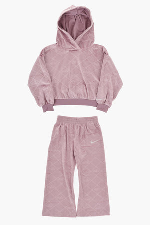 Set Hoodie Und Hose Aus Velours Mit All-Over-Logo