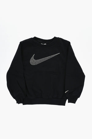 Crewneck Cotton Fleece Sweatshirt with Front Logo