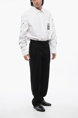 High-Waist Wool Trousers with Double Pleats