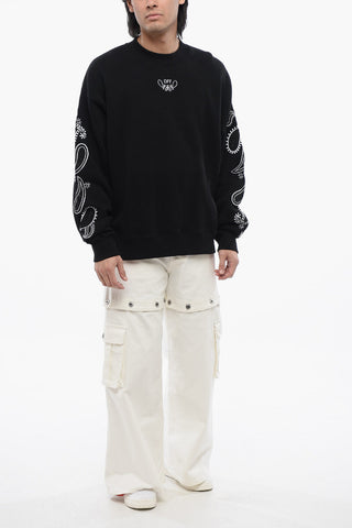 Brushed Cotton BANDANA Embroidered Crewneck Sweatshirt