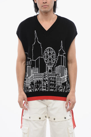 Maglione Smanicato SKYLINE Ricamato