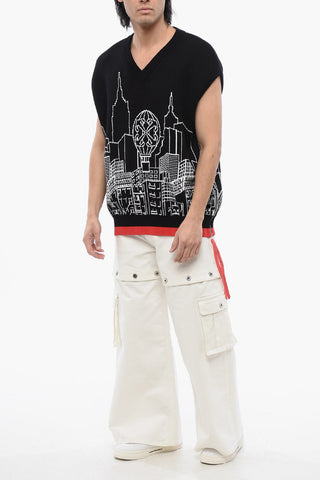 Maglione Smanicato SKYLINE Ricamato
