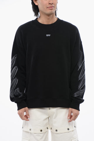 Brushed Cotton SCRIBBLE Embroidered Crewneck Sweater