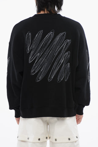 Brushed Cotton SCRIBBLE Embroidered Crewneck Sweater