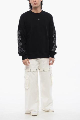 Brushed Cotton SCRIBBLE Embroidered Crewneck Sweater
