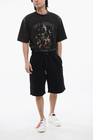 Bestickte Jogger-Shorts SCRIBBLE aus angerauter Baumwolle