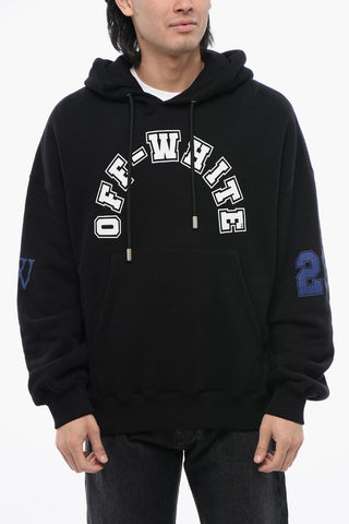 Felpa Con Cappuccio Stampata FOOTBALL In Cotone Garzato