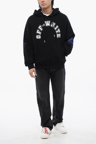 Felpa Con Cappuccio Stampata FOOTBALL In Cotone Garzato