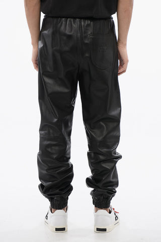 Joggers In Pelle Con Coulisse