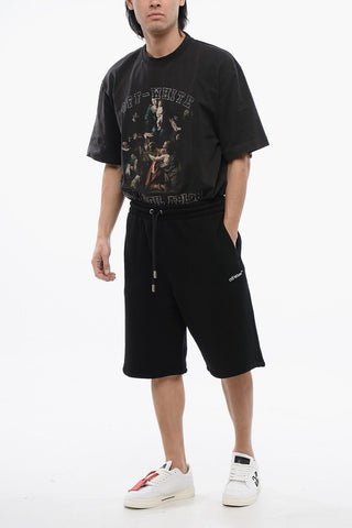 Bestickte Jogger-Shorts BANDANA aus angerauter Baumwolle