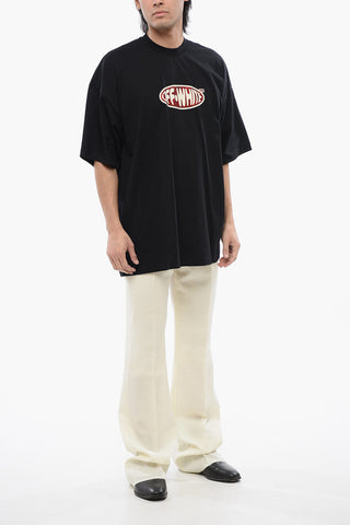 Logoed T-shirt Embelished With Rhinestones