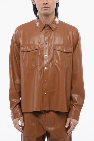 Faux Leather LEEN Shirt with Double Breast Pocket