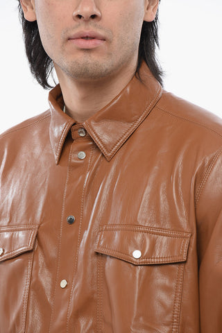 Faux Leather LEEN Shirt with Double Breast Pocket