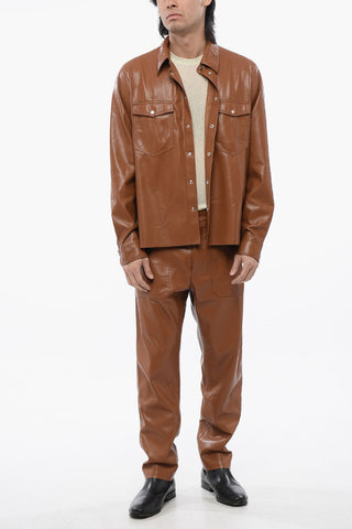Faux Leather LEEN Shirt with Double Breast Pocket