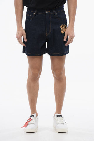 Bestickte Denim-Shorts 90SLOGO Raw Wash
