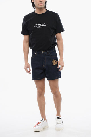 Bestickte Denim-Shorts 90SLOGO Raw Wash