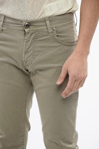 ID Stretch-Cotton 5-Pocket Pants with Embroidered Logo 17cm