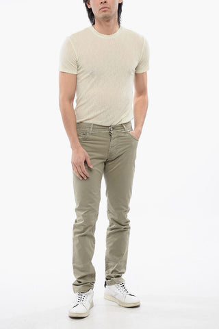 ID Stretch-Cotton 5-Pocket Pants with Embroidered Logo 17cm