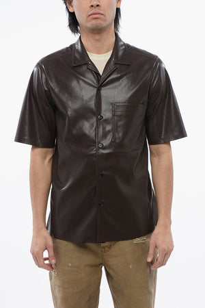Vegan Leather Short-Sleeve Shirt