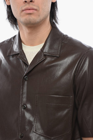 Vegan Leather Short-Sleeve Shirt