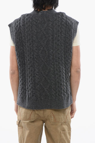 V-Neck Sleeveless Cable Knit Sweater