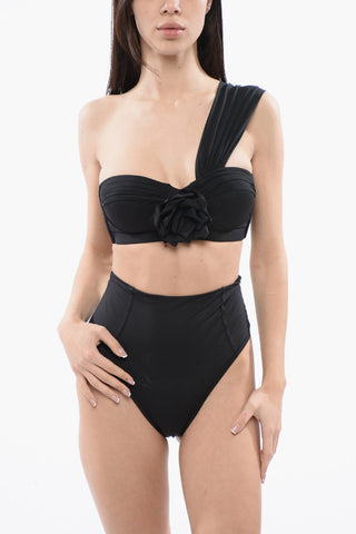Set Bikini a Vita Alta con Dettaglio Rosa