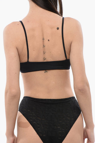 Top Bikini con Logo a Contrasto