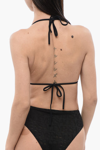 Bikini Top with Logo Print